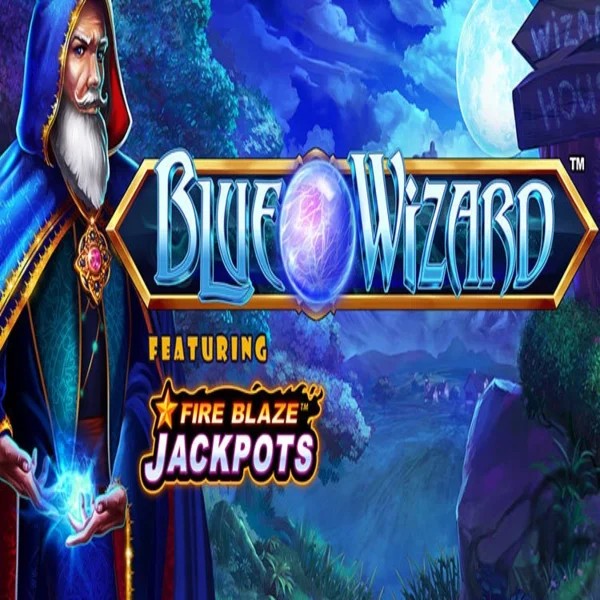 Blue Wizard Fire Blaze Jackpots slot visual from Rarestone Gaming available on casinacasinoo.com