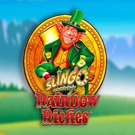 Slingo Rainbow Riches slot logo by Gaming Realms at Casina Casino