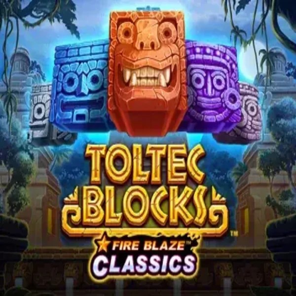 Fire Blaze: Toltec Blocks slot logo by Rarestone Gaming at Casina Casino